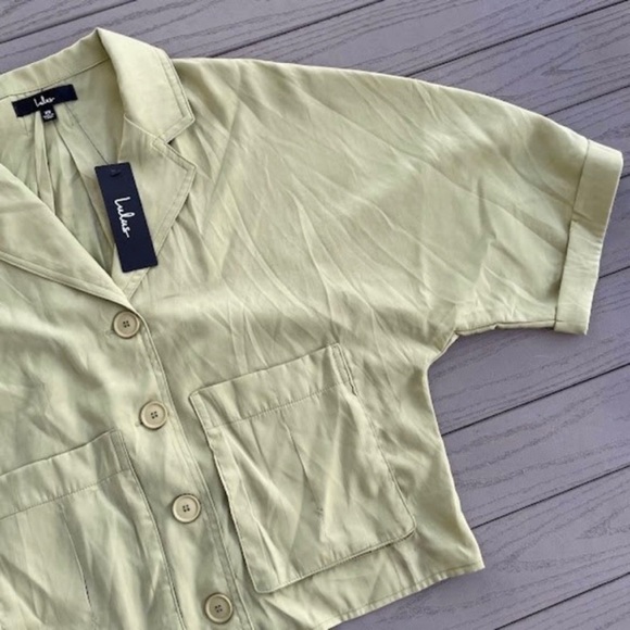 Lulu's NWT Safari Light Green Oversized Button-Up Top XS - Picture 8 of 10